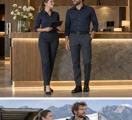Recepción coordinada: Camisa elástica · americana · pantalón de traje · Hostelería y turismo