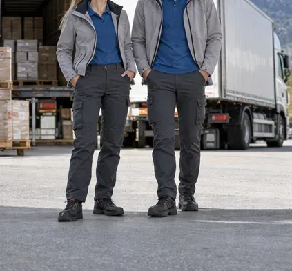 En movimiento: Polo técnico · pantalón reforzado · softshell · Industria y logística