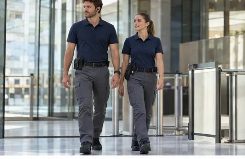Servei diari: Polo fàcil de rentar · pantaló funcional · capa de servei · Seguretat i neteja
